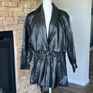 Vintage 80’s Wilson Leather Coat Size Medium Belted Waist mid length